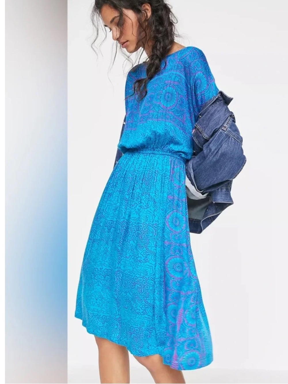 TINY by ANTHROPOLOGIE NWOT Annmarie Midi Dress in Blue Motif - Picture 2 of 9